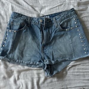Forever 21 Light Blue Studded Denim Shorts
